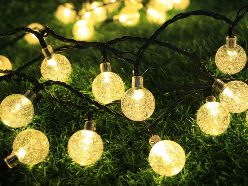 Solar garden string lights, bubble ball (warm white)