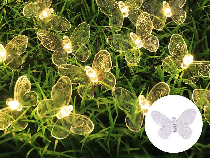 Solar garden string lights with butterfly