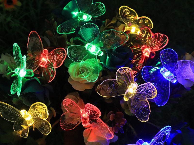 Solar garden string lights with butterfly (multi-color)